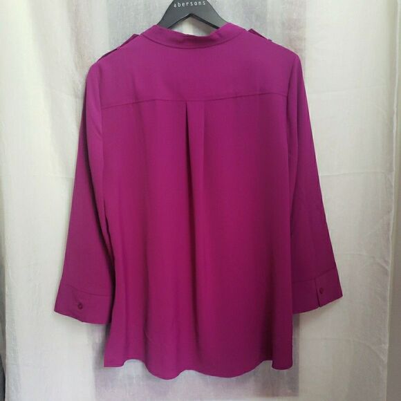 Chico's Blouse Top Magenta Pink Hidden Button Up Women's Size 2 US L - Picture 6 of 10